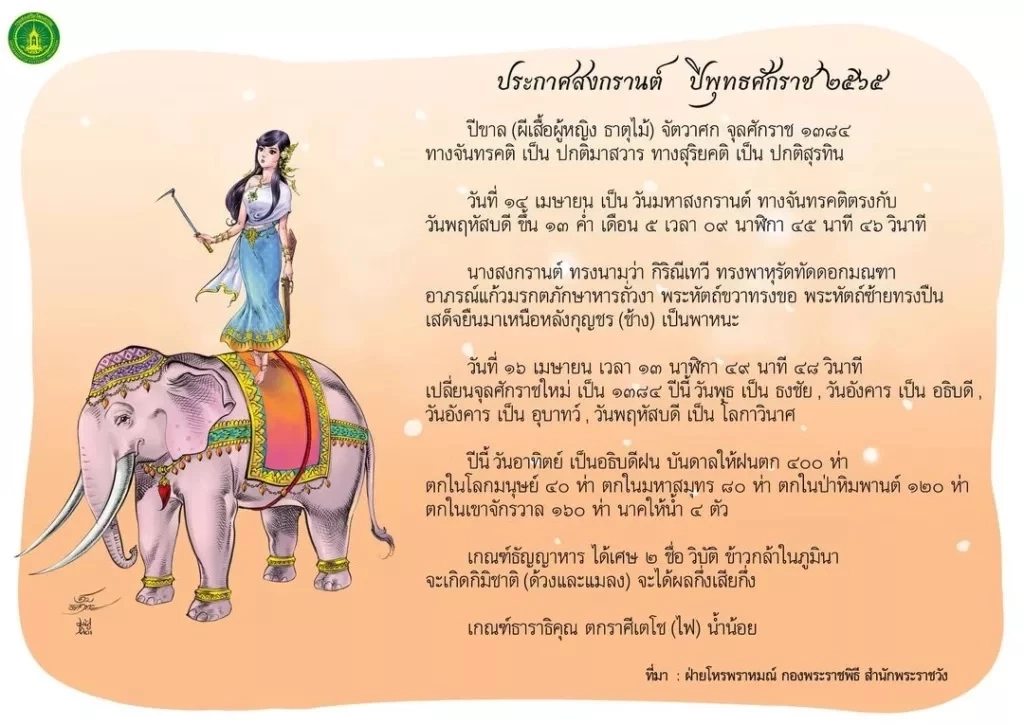 เปิดคำทำนาย นางสงกรานต์ นางกิมิทาเทวี นางสงกรานต์ประจำปี 2566