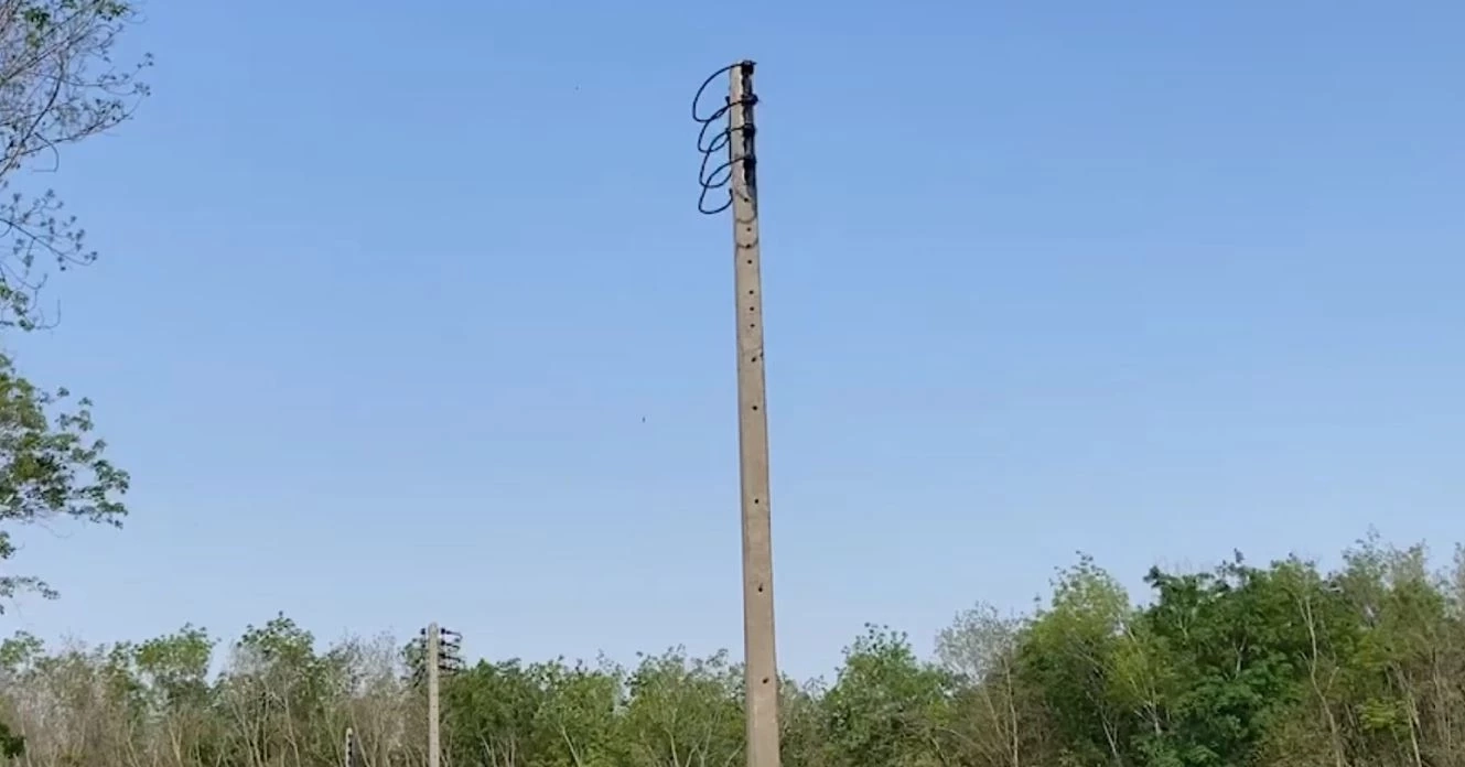 โจรปีนเสาไฟสูง 8 เมตร ตัดสายไฟจนเหี้ยนเหลือแต่เสา