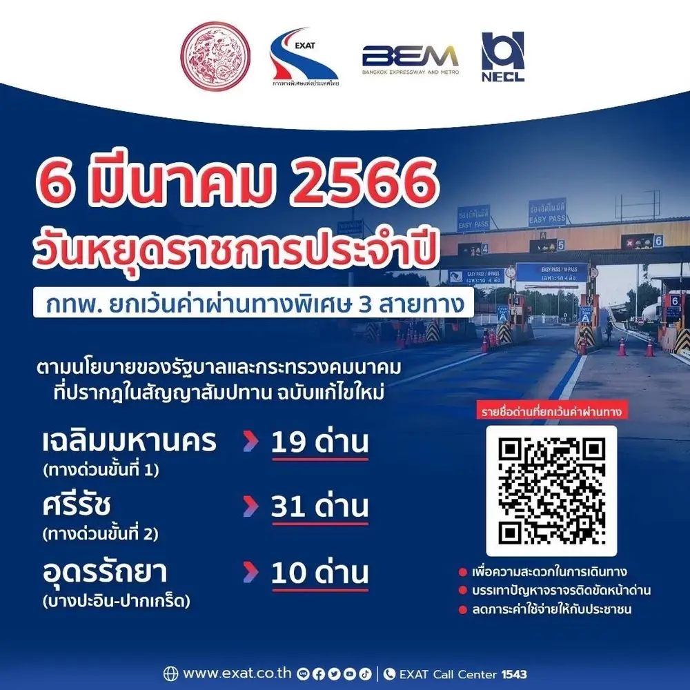 วันมาฆบูชาปี 66  ขึ้นฟรีทางด่วน 3 สาย  ด่านไหนบ้าง เช็กเลย!
