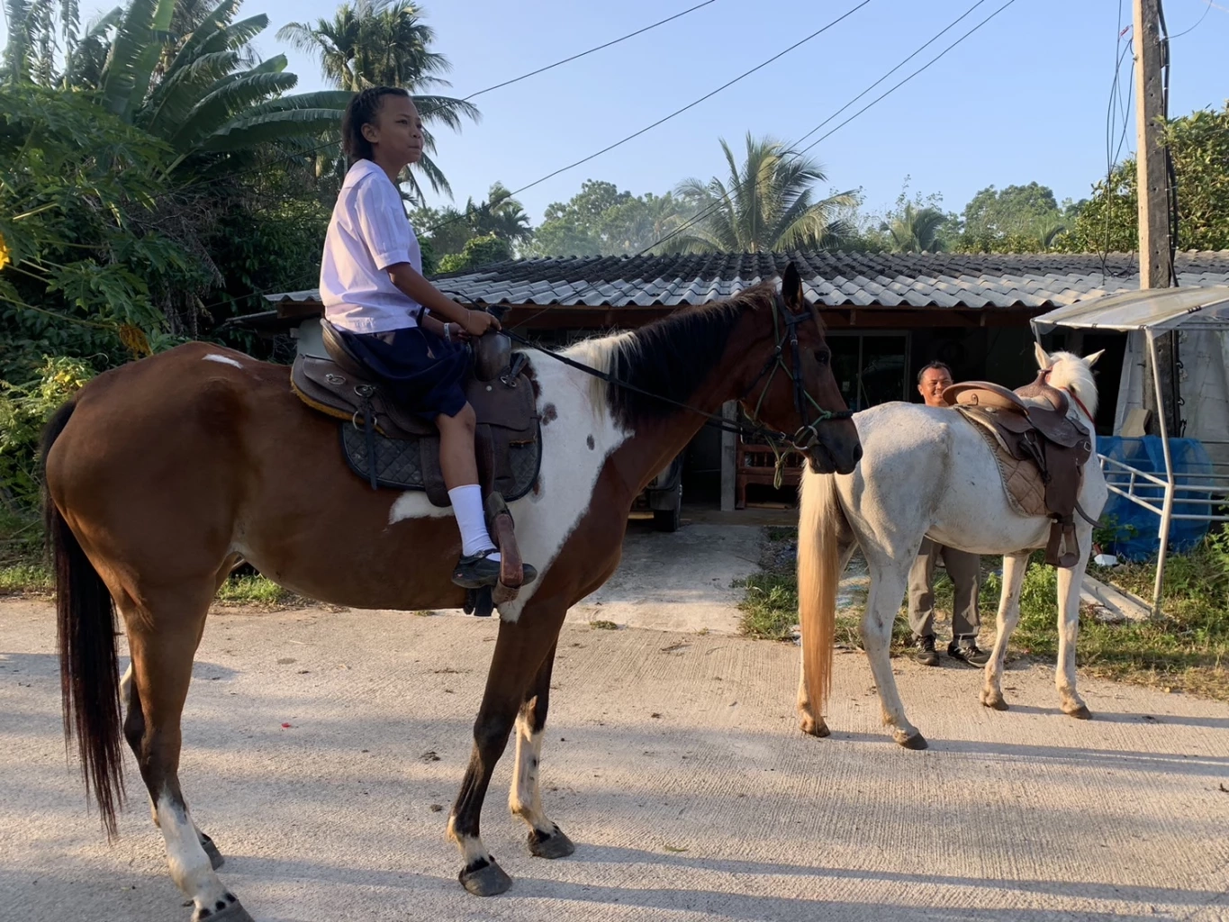 ฮือฮา! นักเรียนหญิง ป.4 ขี่ม้าไปโรงเรียน ชาวบ้านแห่ชม ความสามารถเกินตัว