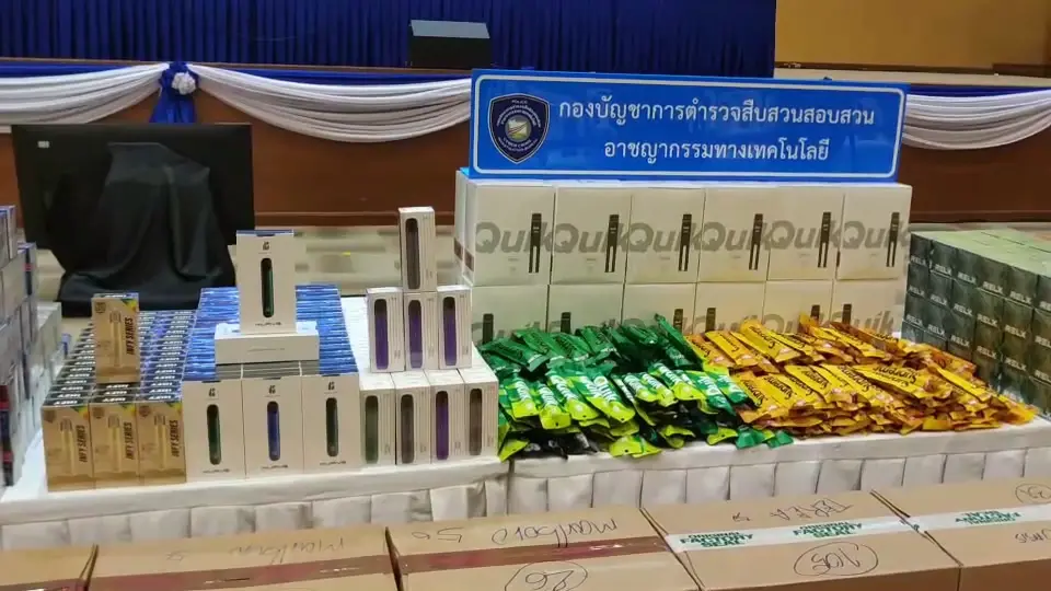 ตร.ไซเบอร์ บุกทลายโกดังเก็บบุหรี่ไฟฟ้ารายใหญ่ ยึดของกลาง มูลค่ากว่า 80 ล้าน