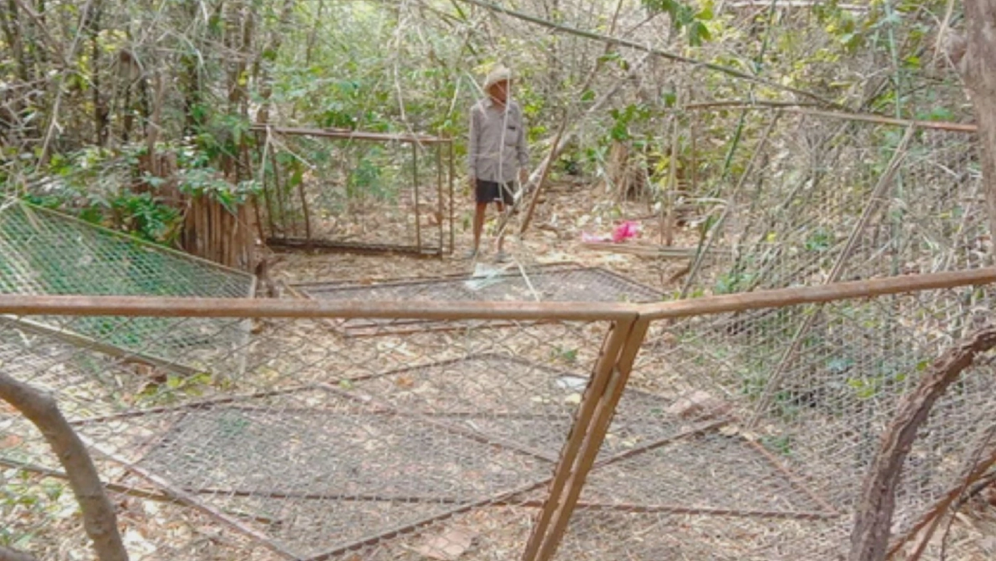 ผู้ใหญ่บ้านเจอกรงเหล็กดักลิง คาดฝีมือแก๊งค้าสัตว์ป่า