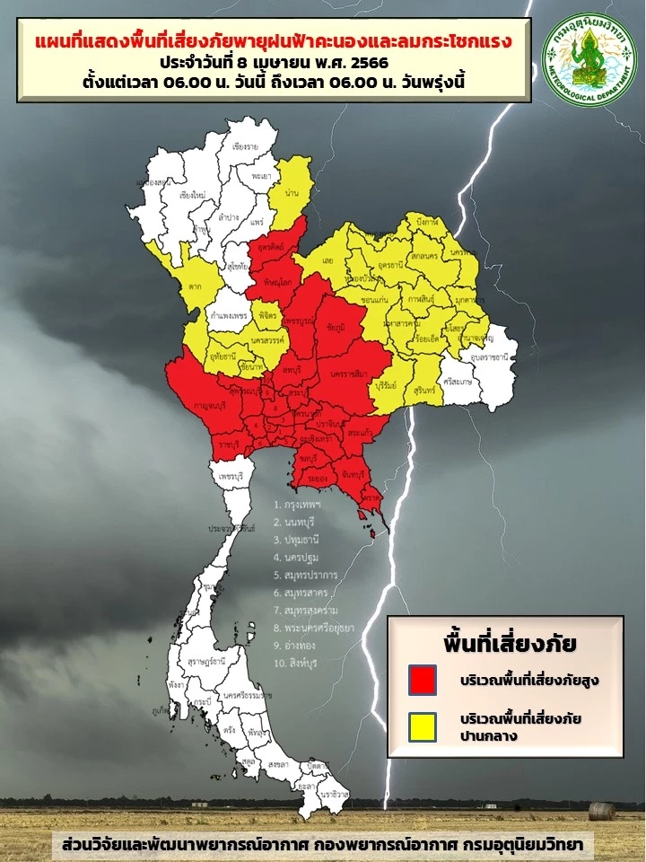 "พายุฤดูร้อน"ถล่ม กรมอุตุฯแจ้ง กทม.-ปริมณฑล และ 46 จว. รับมือฝนหนัก ลมกระโชก