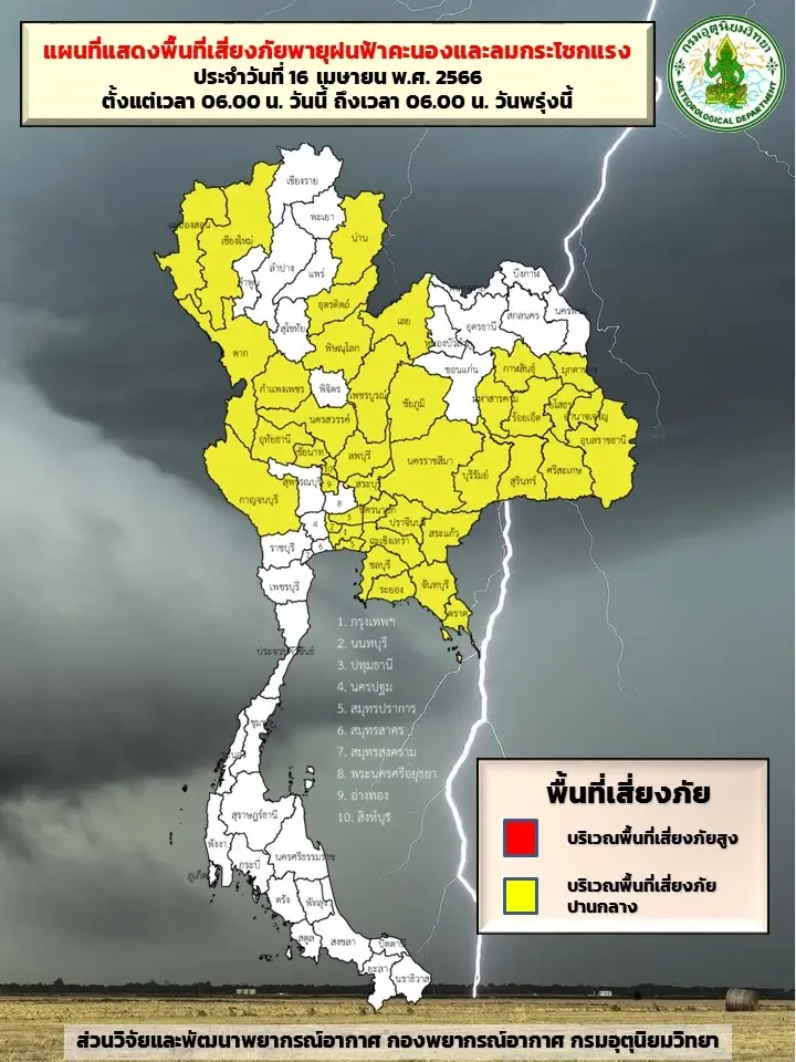 เตือน 42 จังหวัด "พายุฤดูร้อน" พัดถล่มวันนี้ ขณะที่ภาคเหนือร้อนจัด 44 องศาฯ