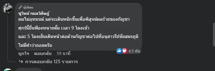 "ชูวิทย์" โพสต์ปิดปากประชาชน หลังศาลสั่งห้ามวิจารณ์ปมกัญชาพาดพิง ภท.