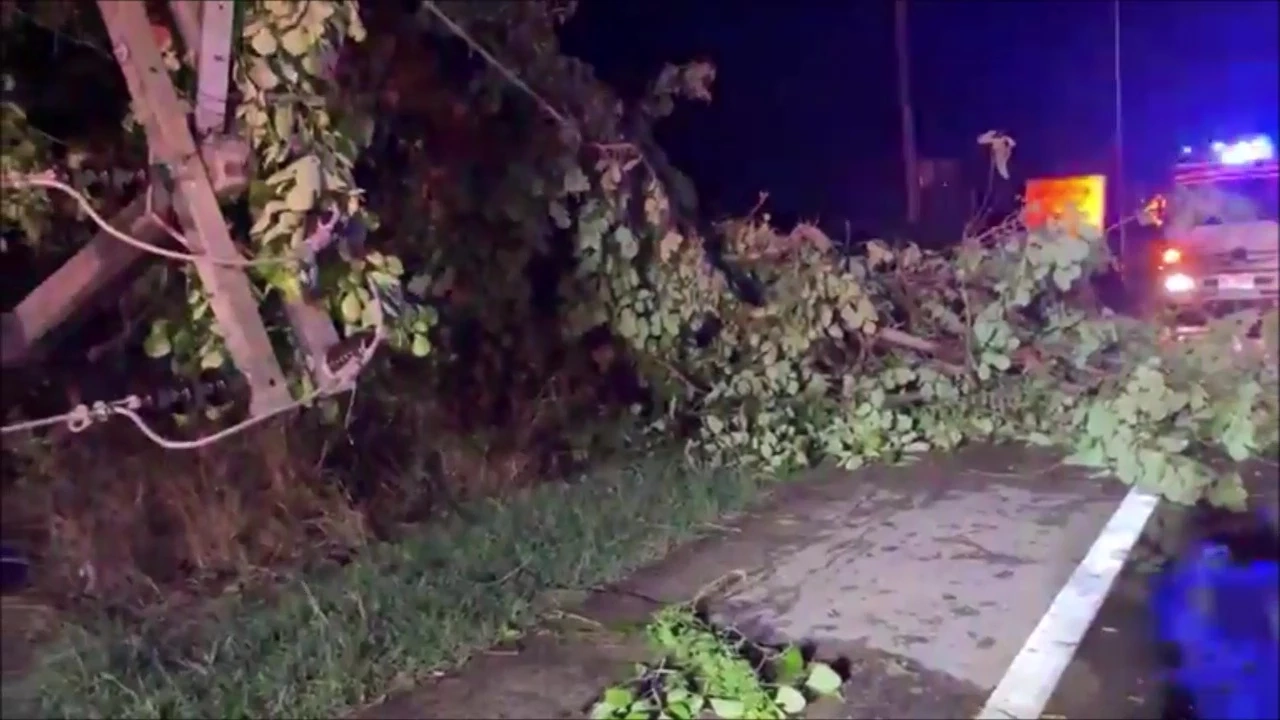 ระทึกกลางดึก "พายุฤดูร้อน" ถล่มหนัก อ.บ้านดุง ทำไฟดับทั้งอำเภอ