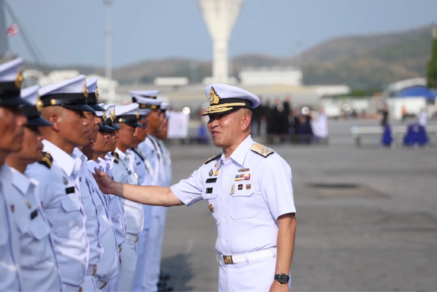 "ผบ.ทร." ต้อนรับ "เรือหลวงช้าง" มั่นใจขีดความสามารถ ตั้งงบฯปี 67 อีก 950 ล้าน