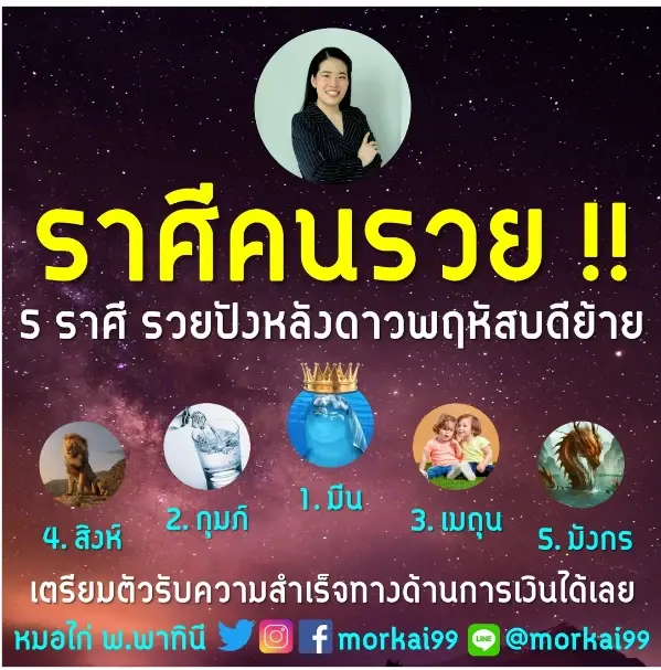 หมอไก่ จัดเต็ม เช็กดวงสัปดาห์นี้ ราศีไหนรายได้ดี มีเกณฑ์ได้โชคได้ลาภเต็มๆ