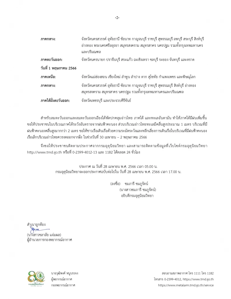 กรมอุตุฯ เตือน"พายุฤดูร้อน"ถล่มอีกรอบ 29 เม.ย.นี้ เช็กพื้นที่เสี่ยงที่นี่