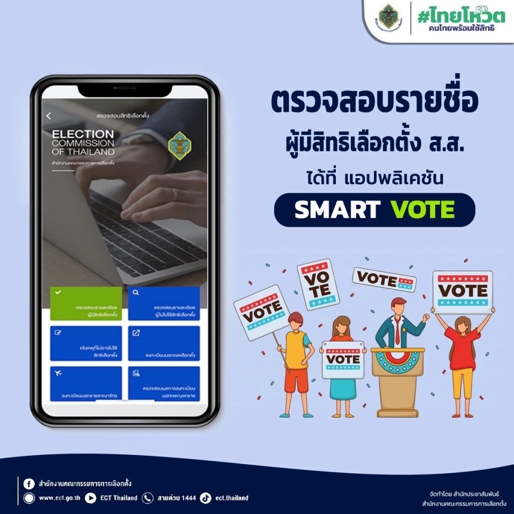 "กกต." ชวนปชช.โหลดแอป"สมาร์ทโหวต" เกาะติดข้อมูลเลือกตั้ง66