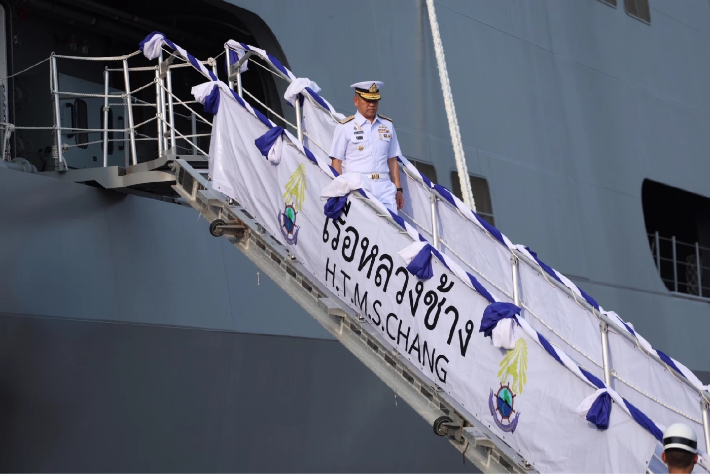 "ผบ.ทร." ต้อนรับ "เรือหลวงช้าง" มั่นใจขีดความสามารถ ตั้งงบฯปี 67 อีก 950 ล้าน