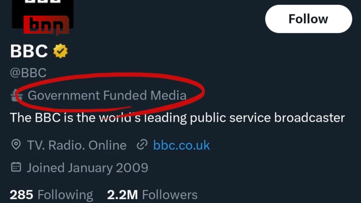 บีบีซี แย้ง  ไม่ได้เป็นสื่อที่ได้งบช่วยจากรัฐอย่างที่ทวิตเตอร์ระบุ