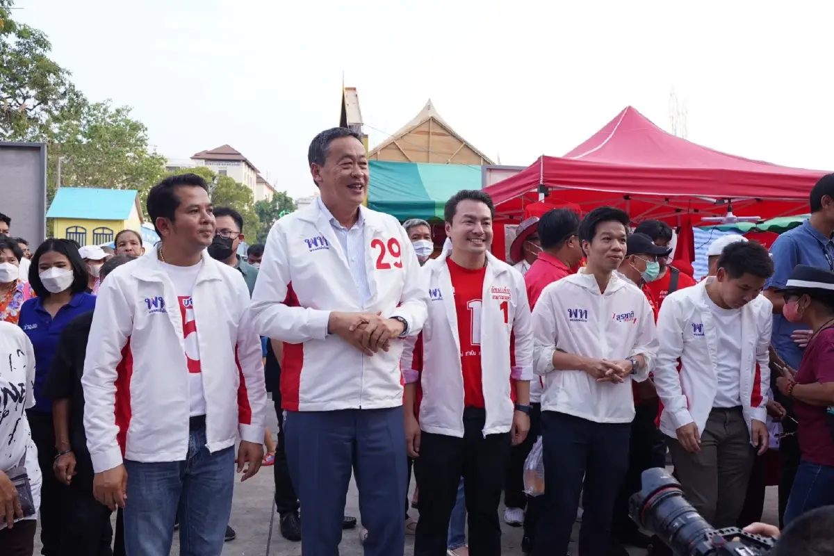 "เศรษฐา" วอนชาวห้วยขวางเลือก พท. 2 ใบ ลั่นไม่ปล่อยบางกระทรวงให้พรรคอื่นได้