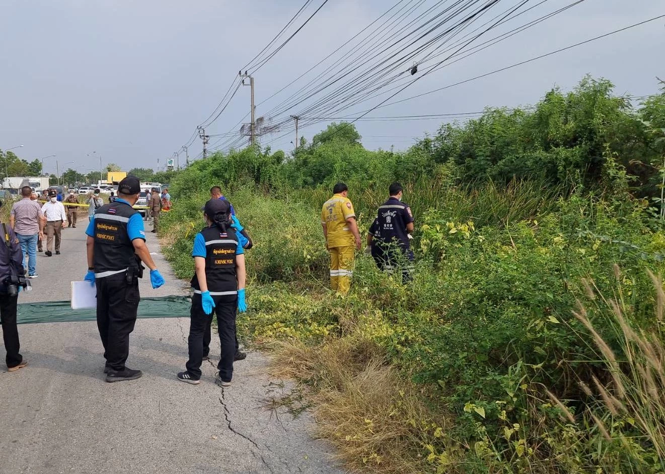 สุดโหด! พบศพ 2 ราย ถูกสังหารมัดมือ-เท้า ทิ้งพงหญ้าข้างถนน