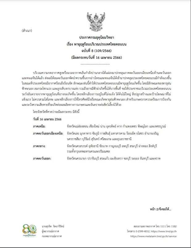 เตือน 42 จังหวัด "พายุฤดูร้อน" พัดถล่มวันนี้ ขณะที่ภาคเหนือร้อนจัด 44 องศาฯ