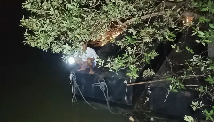 จุดที่เกิดเหตุหนุ่มกัมพูชาโดดแม่น้ำบางปะกงประชดชีวิต