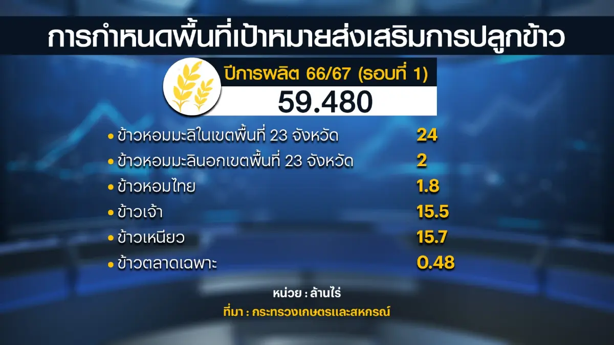 เกษตรฯตั้งเป้าหมายผลิต 'ข้าว' 31.6 ล้านตัน