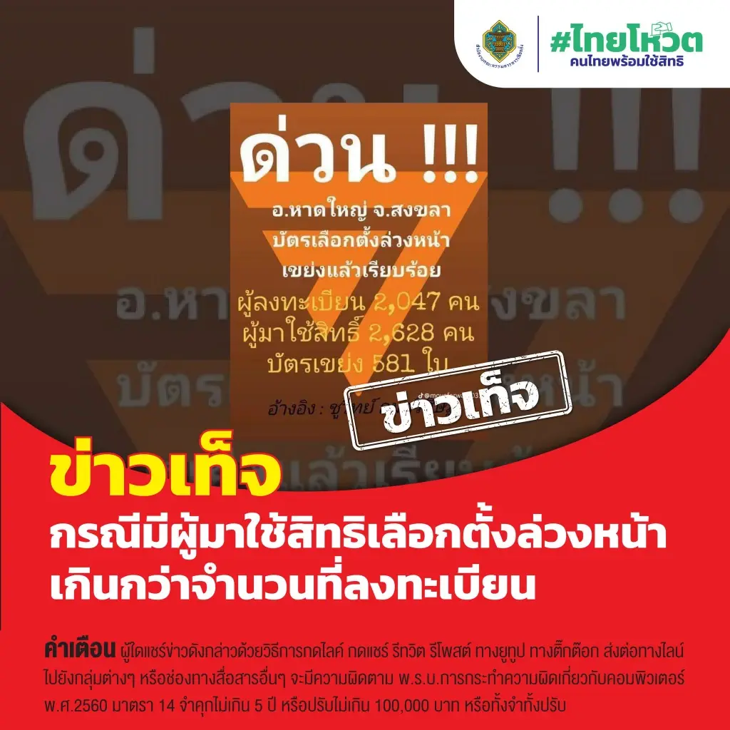 "กกต." โต้ "ชูวิทย์" ปมบัตรเขย่งโผล่หลายพื้นที่เป็นข่าวเท็จ