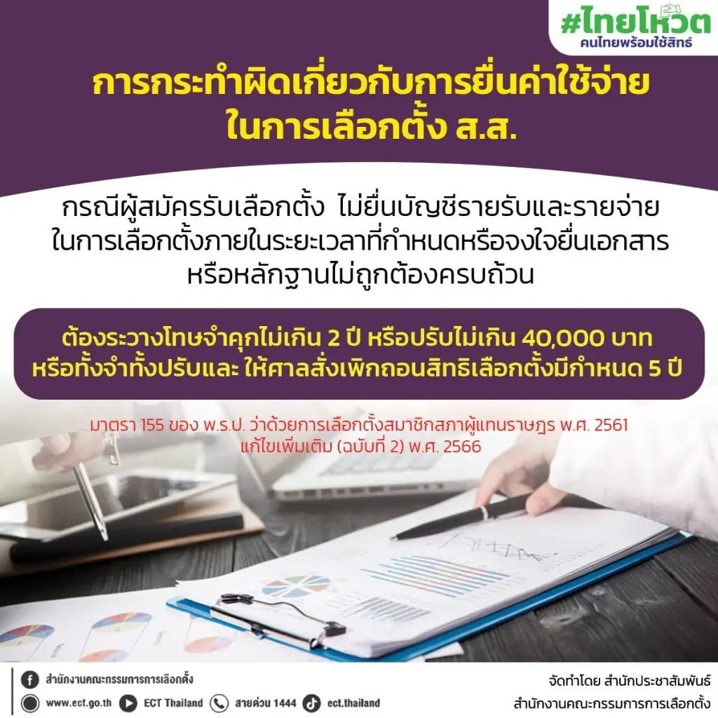 กกต.ย้ำผู้สมัครรีบแจ้งค่าใช้จ่ายเลือกตั้งภายใน 90 วัน