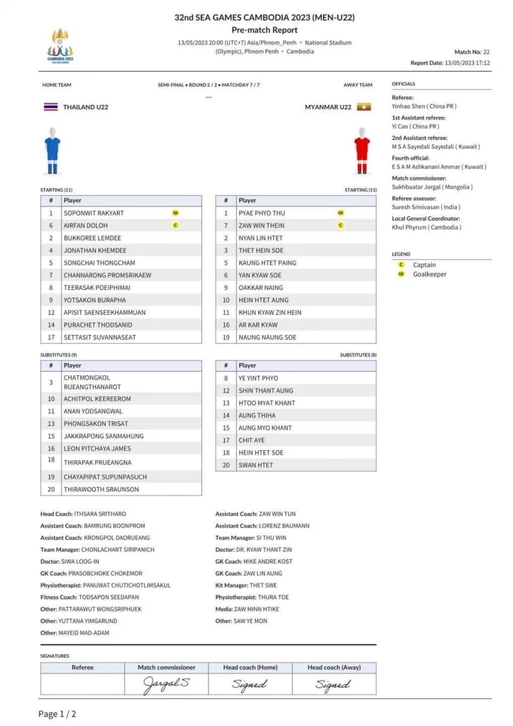 ดูบอลสด "ไทย vs เมียนมา" เกมตัดเชือกซีเกมส์ 2023 เช็กสถิติ-รายชื่อ 11 ตัวจริง