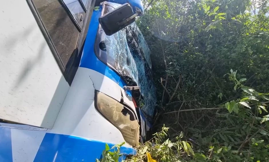 คนขับก้มหยิบมือถือ รถทัวร์พุ่งตกข้างทาง ผู้โดยสารเจ็บระนาว