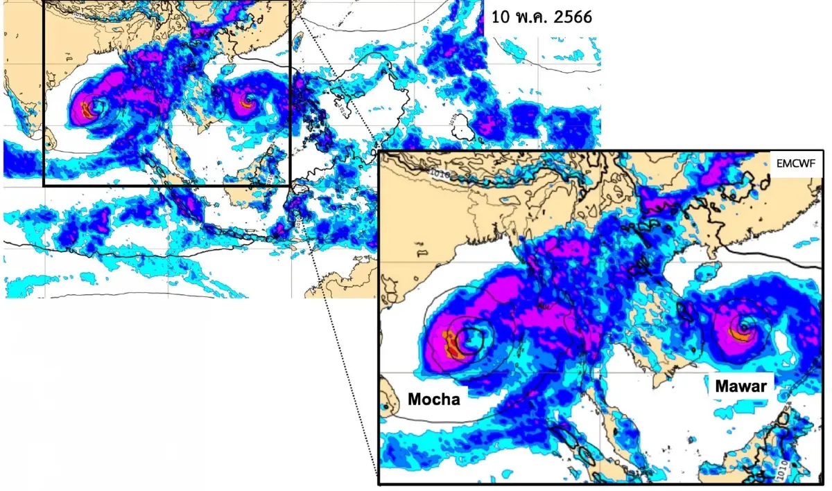 เฝ้าระวังพายุ 2 ลูกขนาบซ้ายขวา คาด 8 พ.ค.นี้ ฝนตกชุ่มฉ่ำยาวถึงวันเลือกตั้ง