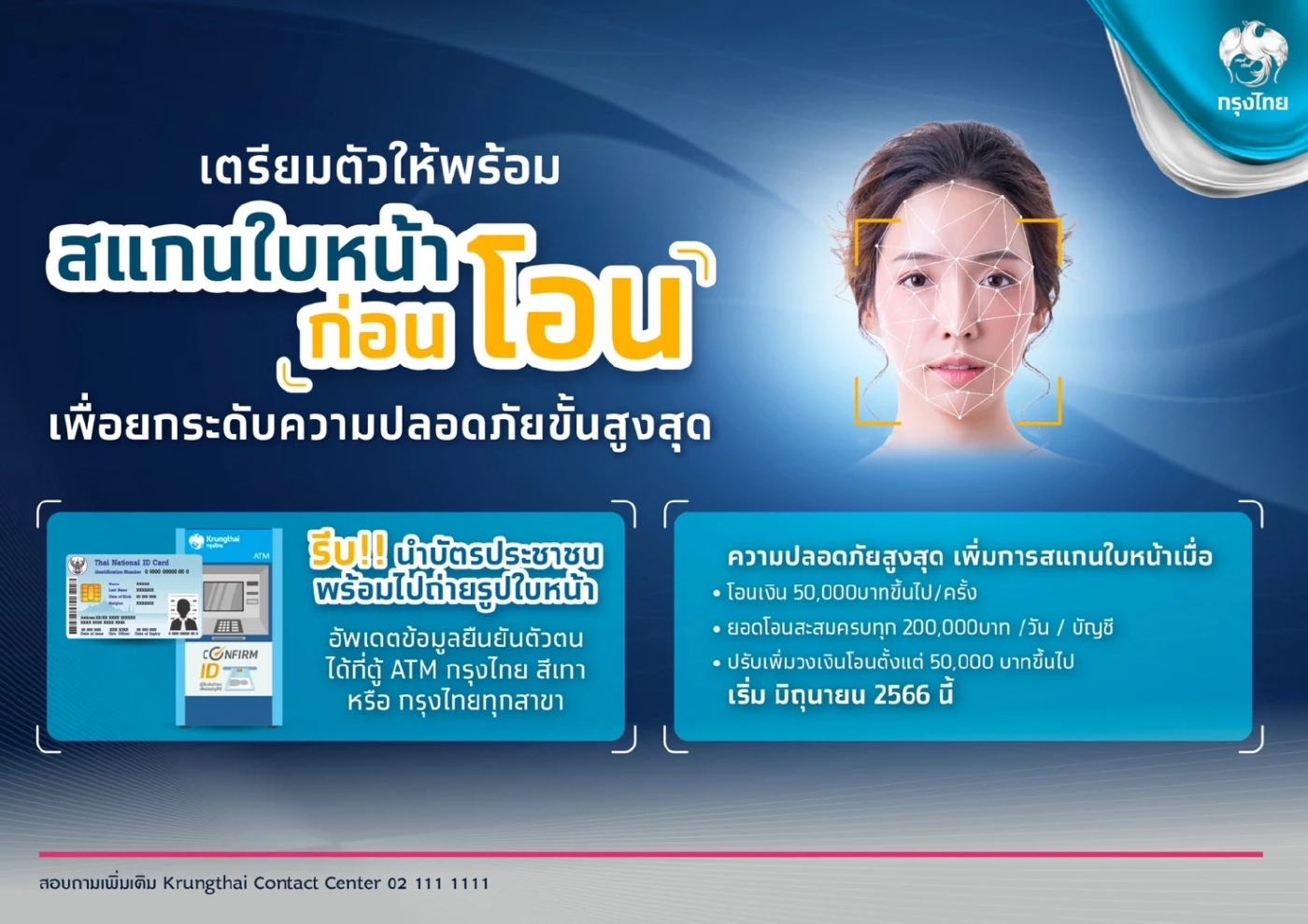 กสิกร-กรุงไทย เปิดยืนยันตัวตน "สแกนใบหน้า" ผ่านตู้ ATM ได้ ไม่ต้องไปสาขา