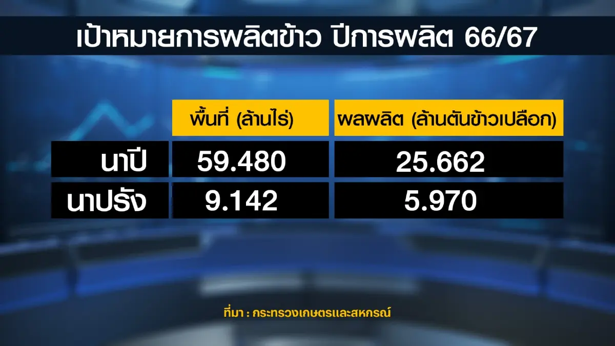 เกษตรฯตั้งเป้าหมายผลิต 'ข้าว' 31.6 ล้านตัน