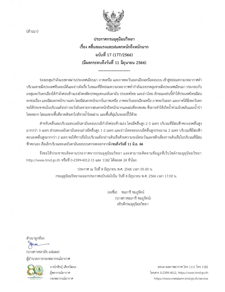 อุตุเตือน! “ฝนตกหนักถึงหนักมาก” ถึง 11 มิ.ย.นี้ พท.เสี่ยง 40 จังหวัด กทม.อ่วม