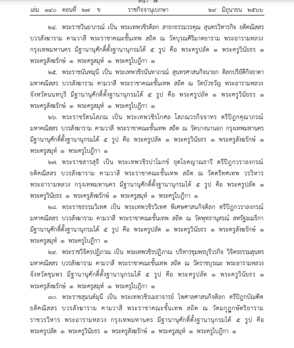 โปรดเกล้าฯ พระราชทานสัญญาบัตรตั้งสมณศักดิ์"พระราชาคณะ" จำนวน 91 รูป