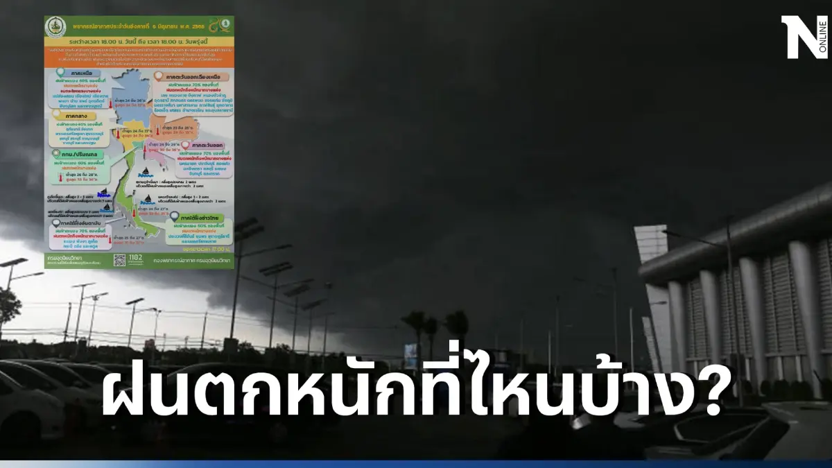 สภาพอากาศวันพรุ่งนี้ กรุงเทพ-ปริมณฑล ฝนฟ้าคะนองร้อยละ 60 ฝนตกหนักบางแห่ง 