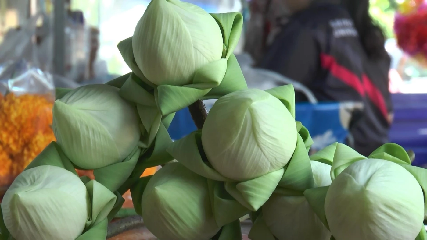 ร้านดอกไม้เมืองอุทัยฯ สั่งดอกบัวจาก จว.อื่น เพิ่มขึ้นหลายเท่า รับ "วันวิสาขบูชา"