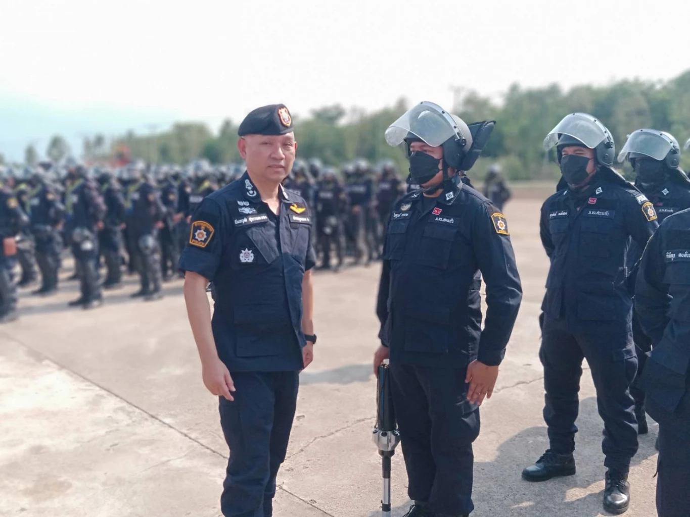 ตำรวจสระแก้ว ฝึกทบทวนควบคุมฝูงชน เตรียมป้องกันม็อบ