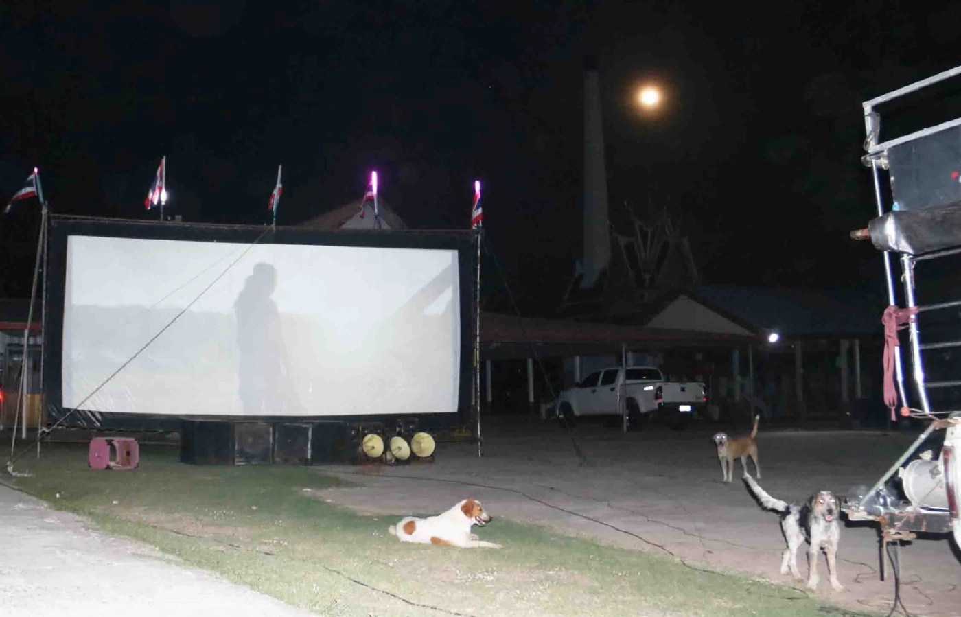 ขนลุกซู่! แก้บน ฉายหนังกลางแปลงให้ผีดู หมาเห่าหอนระงมทั้งคืน