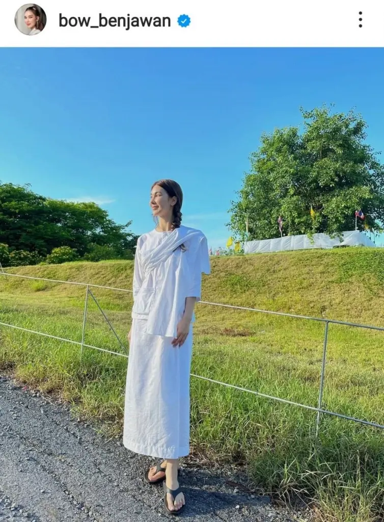 โบว์ เบญจวรรณ นุ่งขาว ปฏิบัติธรรม แฟน ๆ ร่วมอนุโมทนา