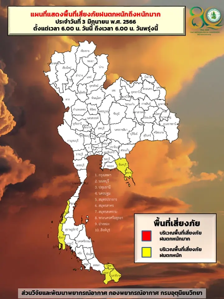 กรมอุตุฯ เตือนภาคใต้ ฟ้าคะนองร้อยละ70  มีฝนตกหนัก และทะเลมีคลื่นสูง 2-3 เมตร 