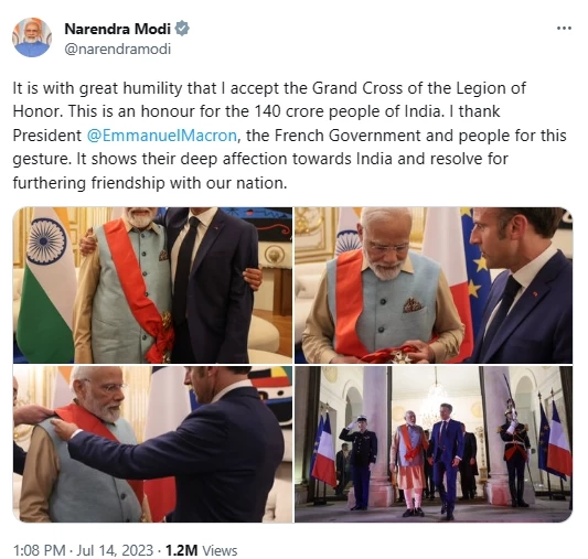 “มาครง” ต้อนรับ “โมดี” ยิ่งใหญ่ ร่วมชมสวนสนามวันชาติฝรั่งเศส