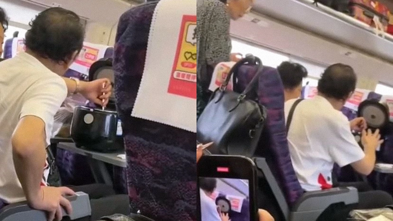 มนุษย์ลุง-ป้า ตักข้าวจากหม้อไฟฟ้าบนรถไฟความเร็วสูง ไม่สนอันตราย