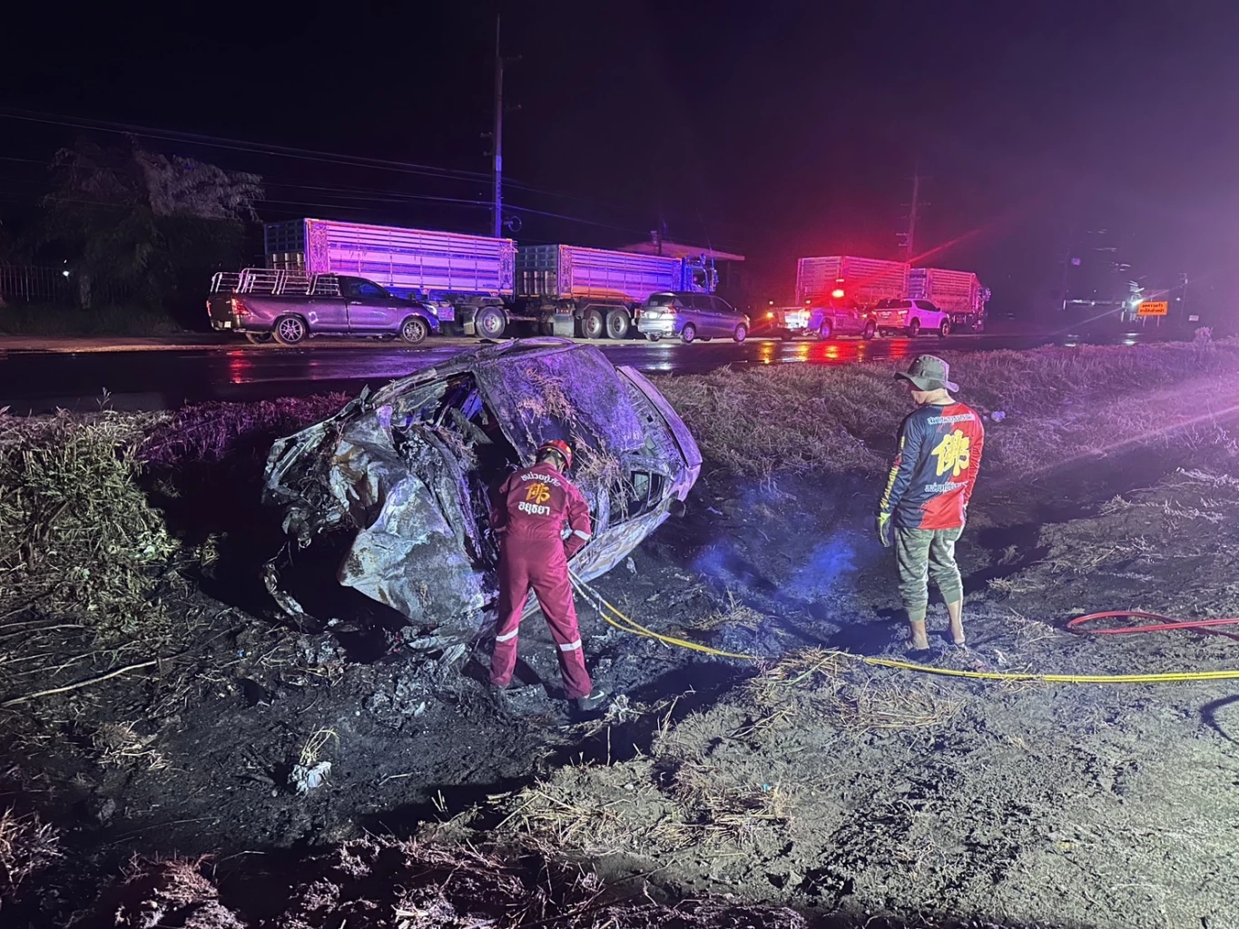 รู้ตัวแล้ว ชายถูกไฟคลอกดับในรถ พ่อเผยเพิ่งกินข้าวด้วยกัน ก่อเกิดเหตุสลด