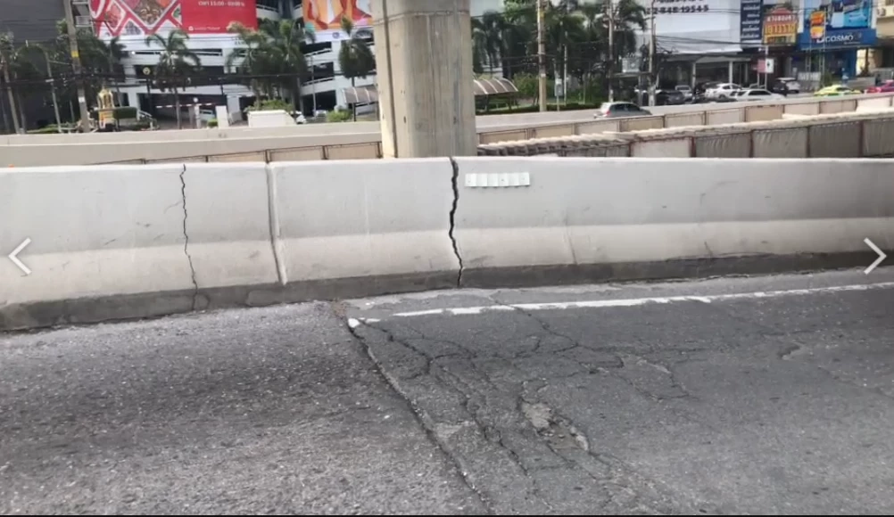 กรมทางหลวงยืนยัน สะพานกลับรถหน้าห้างดังพระราม 2 ทรุดตัว รถวิ่งได้ไม่ถล่ม