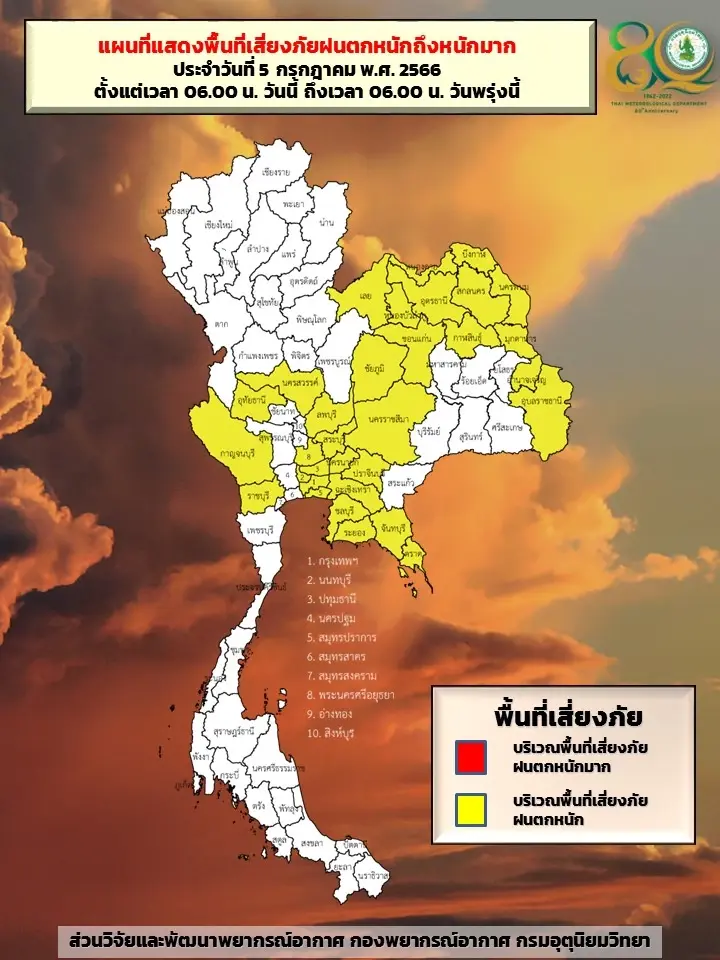 เช็กด่วน! กรมอุตุฯแจ้ง 7 วันข้างหน้า"ฝนตกหนัก" ระวังท่วมฉับพลัน กทม.ฝน 60%