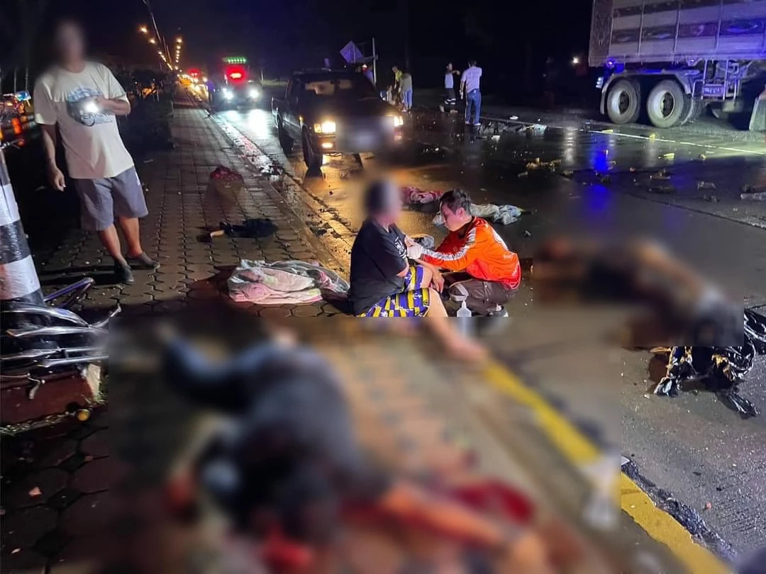 กระบะขนญาติกลับจากงานศพ หลุดโค้งเทกระจาด ดับ 2 เจ็บ 8 คนขับเผ่นหนี