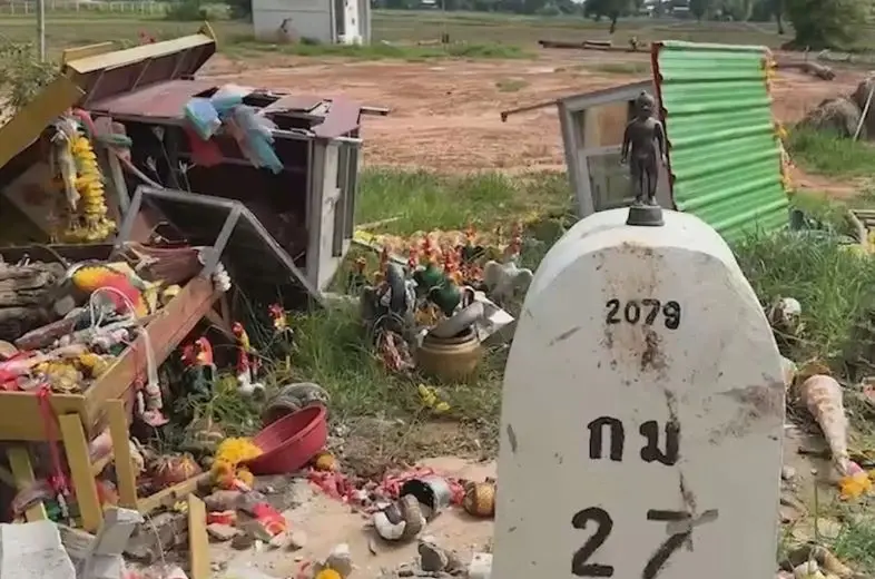 ชาวบ้านเฮลั่น ศาลหลักกิโลเฮี้ยน ให้โชคถูกรางวัล หลังก่อนหน้าถูกมือมืดทุบราบ