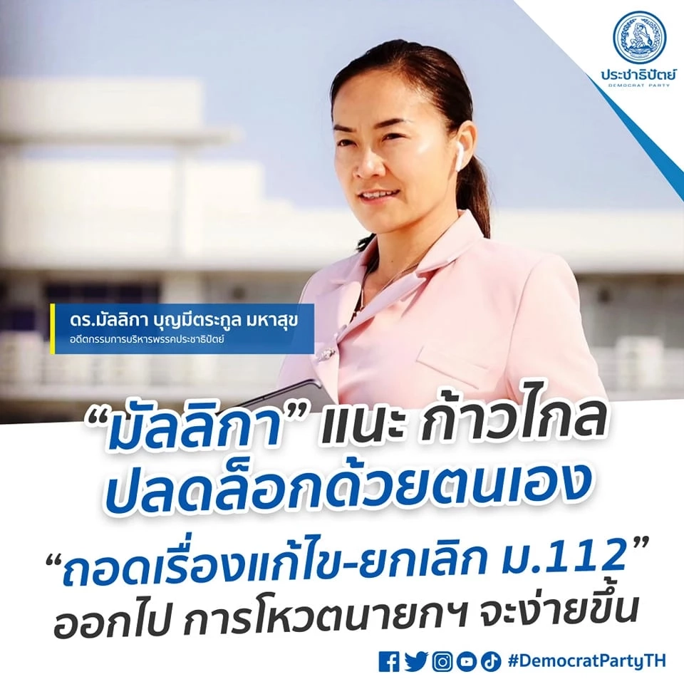 ลืมรากเหง้าพรรค! "มัลลิกา" ซัดคนใน "ประชาธิปัตย์" กดดัน ส.ส.โหวต "พิธา" นั่งนายกฯ