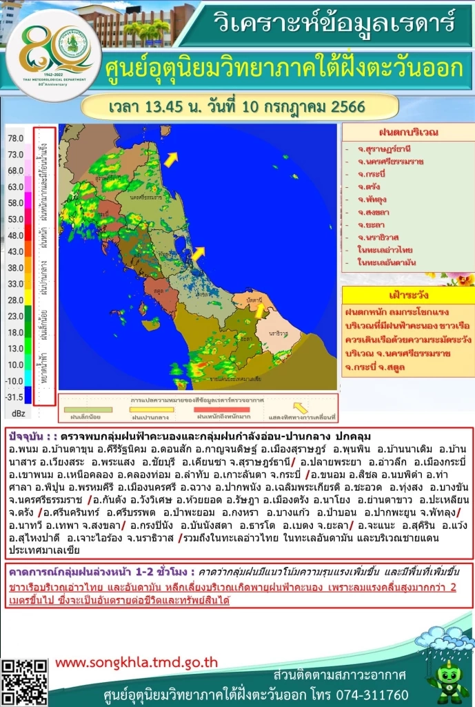 เตือน ภาคใต้รับมือ ฝนฟ้าคะนองร้อยละ 70 ของพื้นที่ ฝนตกหนักบางแห่ง