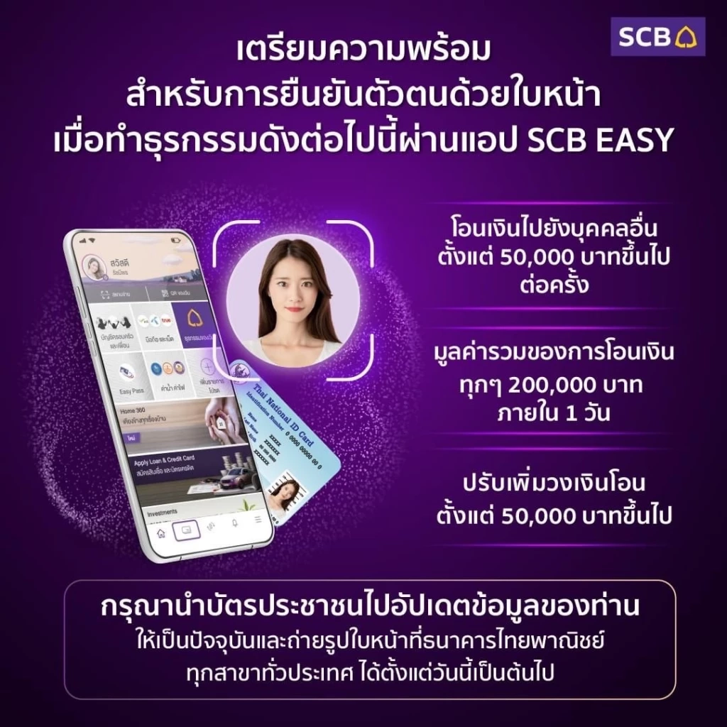 เริ่มแล้ว! แบงก์ไทยพาณิชย์ เริ่มระบบสแกนหน้าก่อนทำธุรกรรม 5 หมื่นบาทขึ้นไป