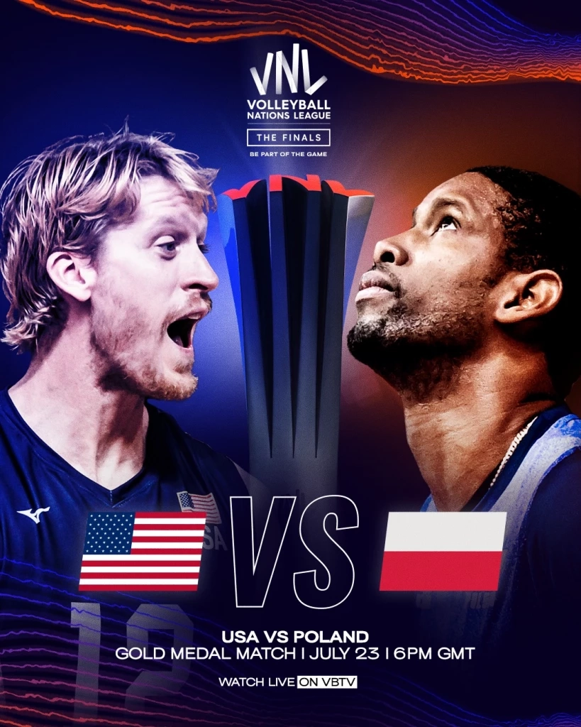 "โปแลนด์ vs สหรัฐฯ" นัดชิงวอลเลย์บอลชาย VNL2023 คืนนี้ เช็กสถิติ-ลิงก์ชมสด