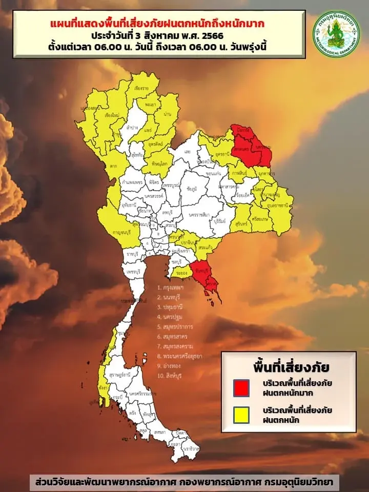 ประกาศด่วน กรมอุตุฯ ฉบับที่ 10 แจ้งมรสุมพาดผ่าน เปิดพท."ฝนตกหนักถึงหนักมาก"