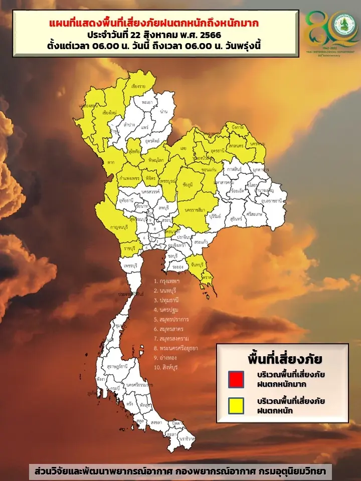 พยากรณ์อากาศวันนี้ กรมอุตุฯแจ้งทั่วไทย "ฝนตกหนักถึงหนักมาก" เปิดพท.ฝนถล่ม