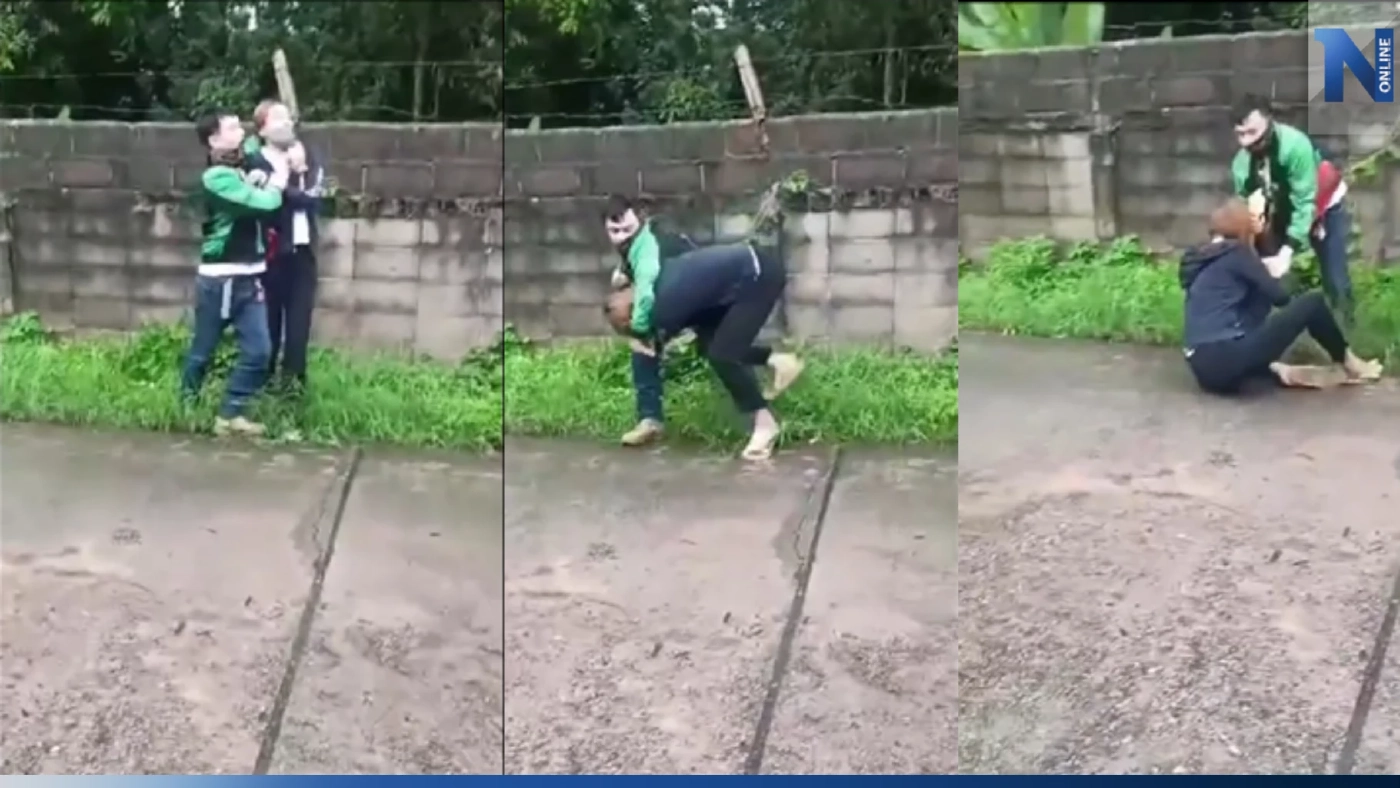 หนุ่มไรเดอร์หัวร้อน ชกสาวต่อหน้าลูก แค่เสียงดังถูกน้ำกระเด็นใส่ (มีคลิป)